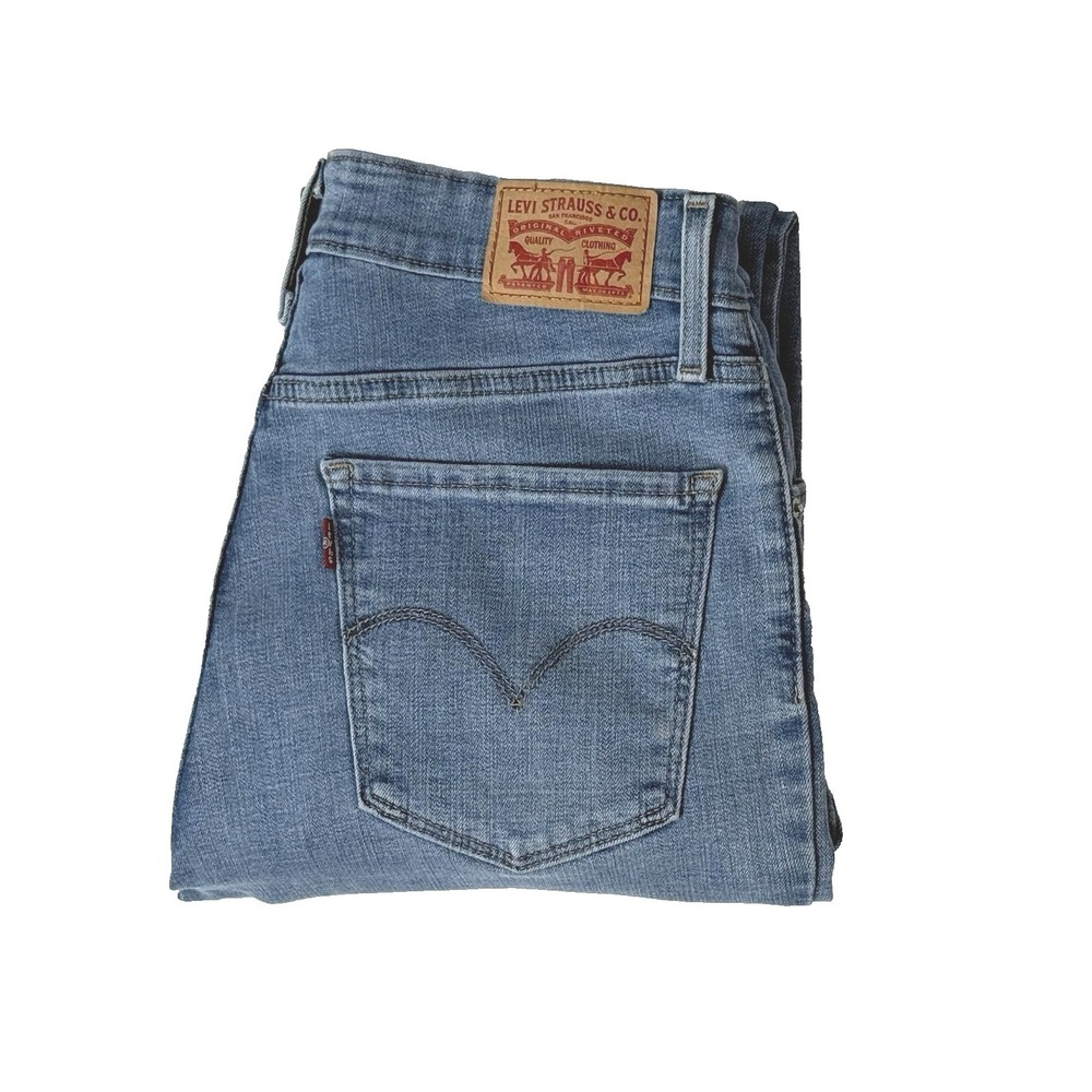Levis 725 High Rise Boot Cut Jeans Womens 29 8 M Blue Denim 32" Inseam Western - Picture 2 of 6